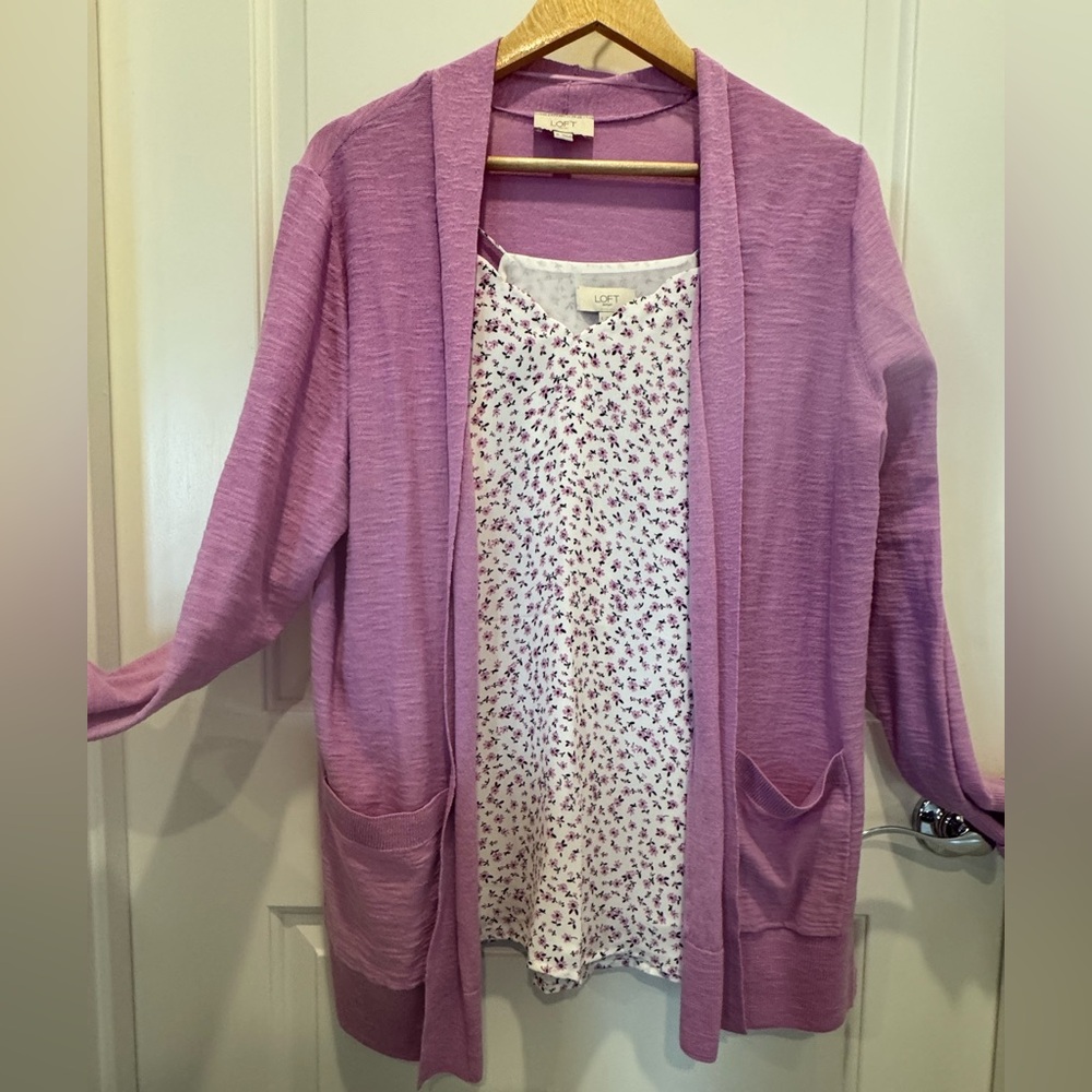LOFT Floral Pink and White Top